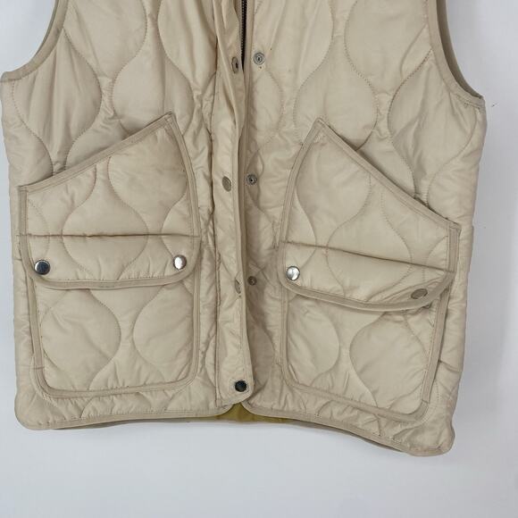 J Crew Quilted Excursion Puffer Vest Ivory Primaloft Women's Size M - Picture 7 of 10